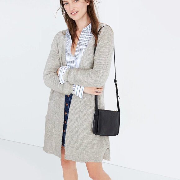 Madewell Sweaters - Madewell Gray Open-Front Wafflestitch Cardigan Sweater in Size Medium